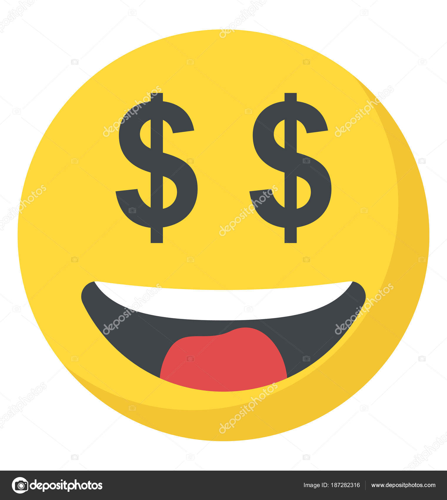 Emoji Dollar Eyes Showing Greed Stock Vector C Vectorspoint 187282316 - an emoji with dollar eyes showing greed stock illustration